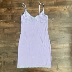 Lavender Lace Trim Casual Dress
